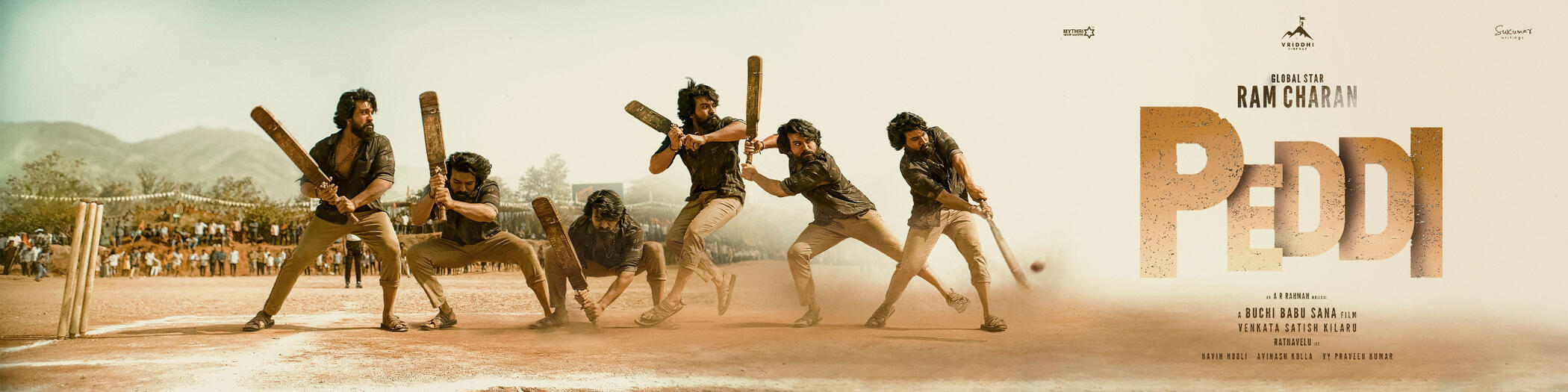 Mass-action poster design of Ram Charan created of Peddi movie