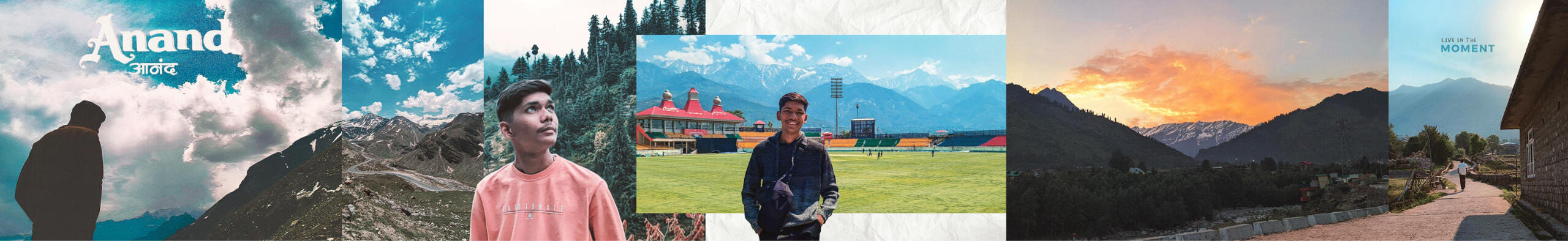 Spiritual mountain-themed poster combining Om and Himachal landscapes