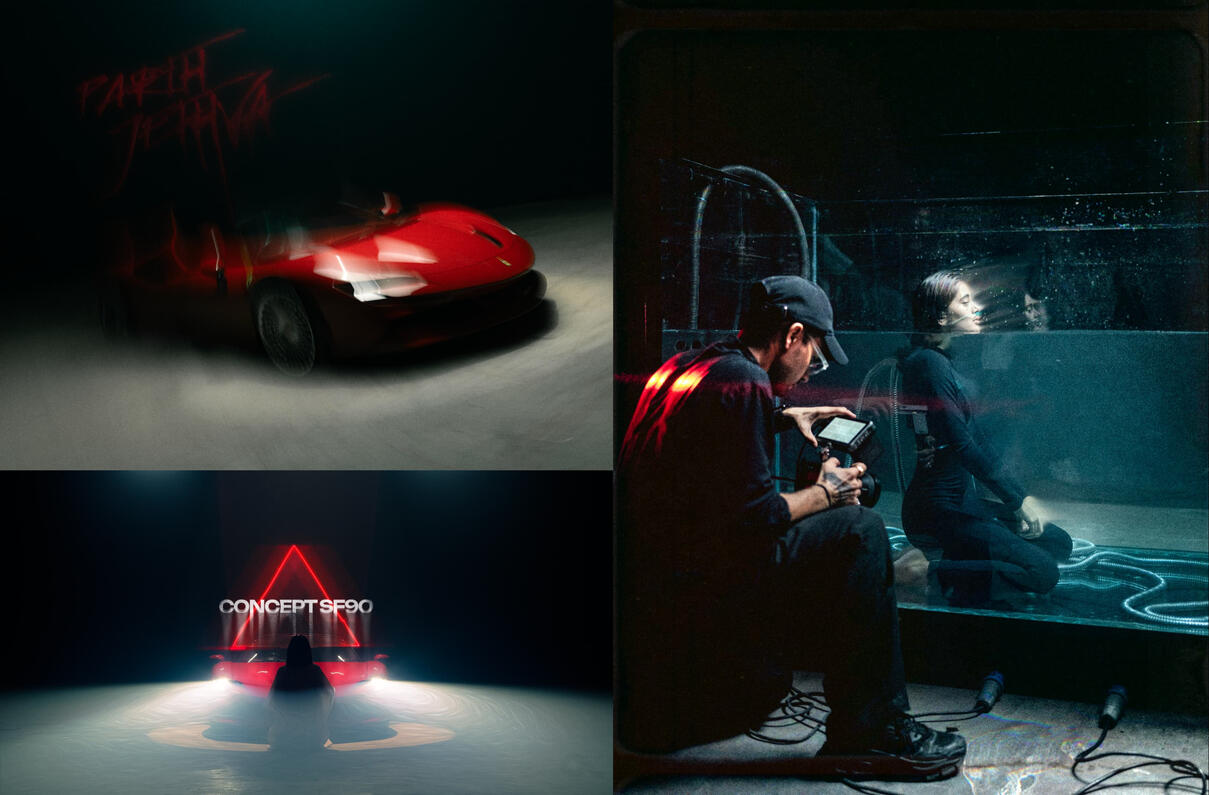 Curated SF90 post-production frames for social media marketing platforms