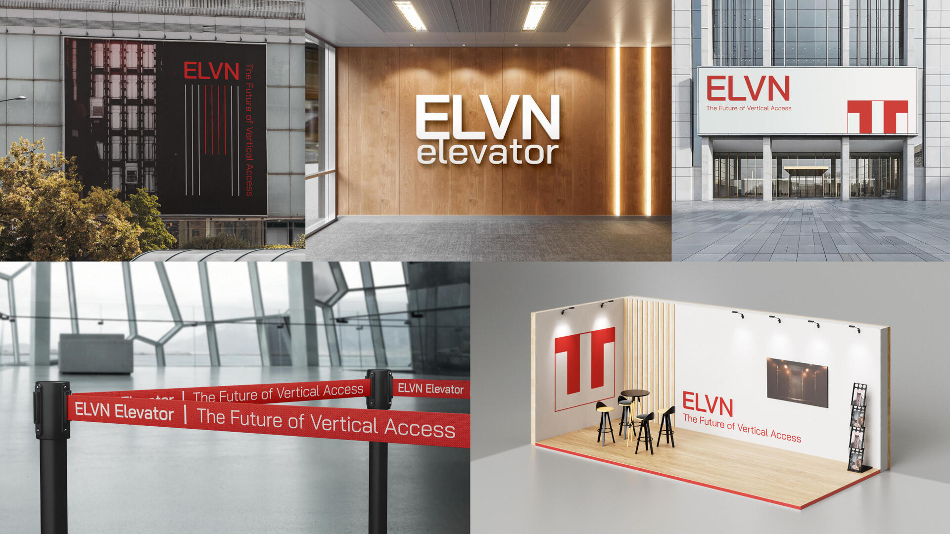 Eleven Elevator – Real-World Architectural Applications Lobby signage, billboard, and exhibition booth showing brand integration in real estate and public spaces