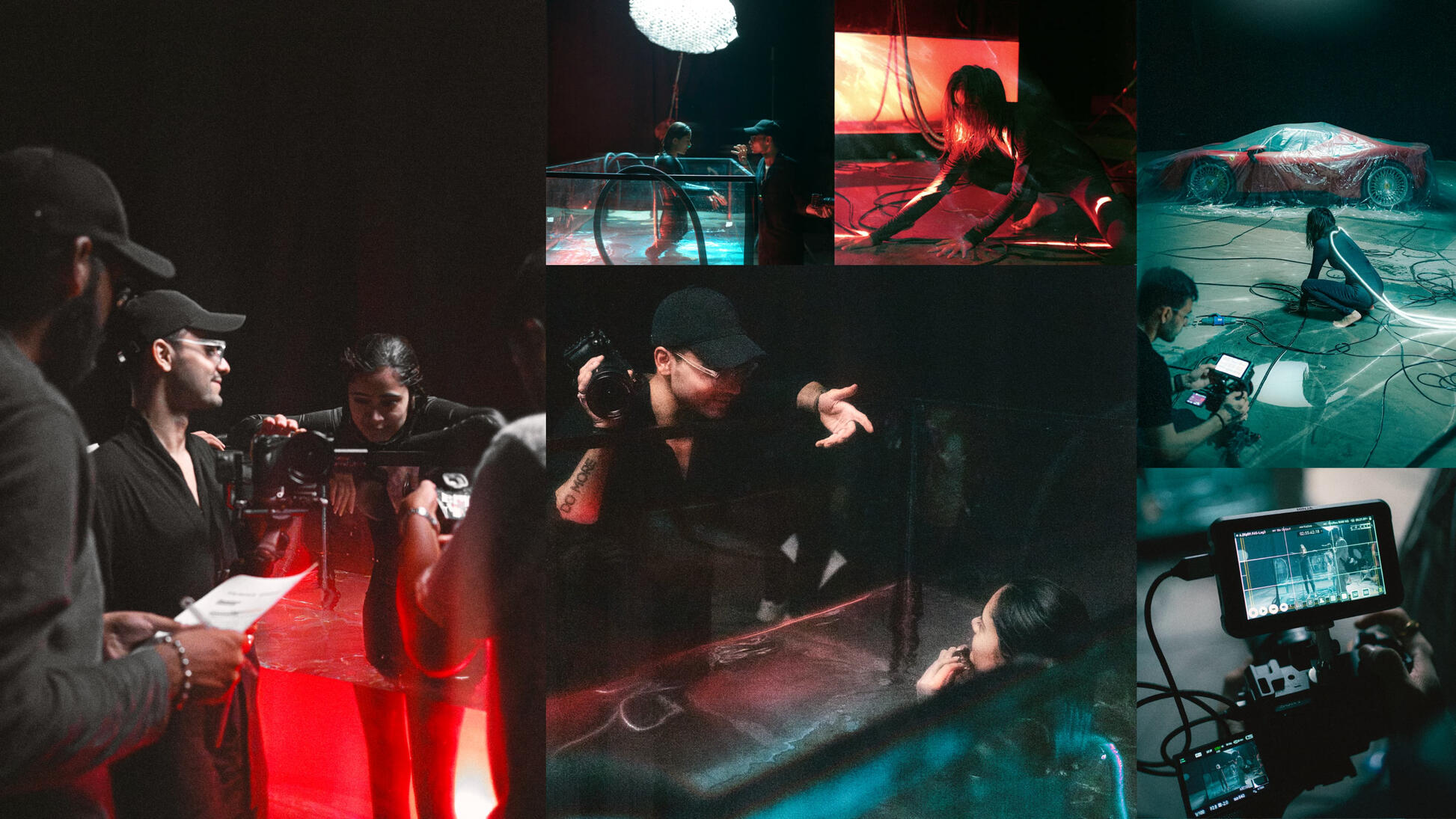 SF90 Ferrari shoot team and production coordination moment during visual effects setup, by Parth Jethva