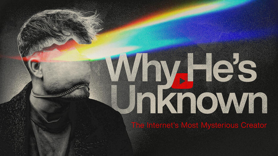 Creative rainbow-style YouTube thumbnail design on mysterious creator video